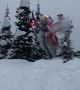 Snowmobile Jump Leads Directly Into Tree