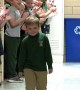 A little boy who beat cancer gets a warm welcome from his entire school