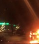 Flaming Car in the Street Combusts