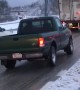 Truck Goes Nowhere Fast on Icy Roads