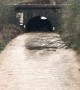 Storm Ciara completely floods railroad tracks in English village