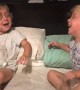 Young Twins Argue Over Who Spilled the Water