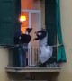 Balcony entertainment in Bologna taking ease off quarantine 