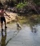 Bored Guy Playing with Gators During Self Isolation