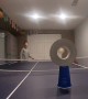 Skillful duct tape spin trick shot