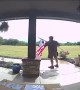 UPS Driver Stops to Fix Flag