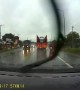 Rider Hydroplanes into Close Call