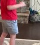 Little boy with progressive cerebellar atrophy takes his first independent steps