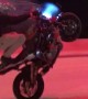 Professional Rider Wheelies with Fireworks