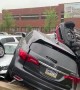 Possible tornado in Doylestown, PA destroys vehicles in hospital parking lot