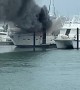 Boat Engulfed in Flames After Lightning Strike
