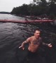 Boy Tries to Muster Up Courage to Jump off Dock to Dad