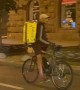 Food Delivery Guy Rides Backward