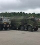 Czech Army Trucks Practice Driving Around Slippery Roads