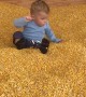 Kid Confused by Corn Kernels at Bottom of Slide