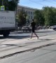 Dude Doesn't Let Car in Crosswalk Stop His Route