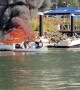 Flaming Boat Leaves Trail of Destruction as It Floats Across Harbor