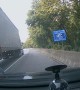 Tailgating Car Swerves into Semi
