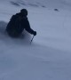 Skier Carves Fresh Powder in Beautiful Switzerland