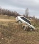 Drifting Car Overcorrects into Ditch