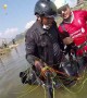 Paragliding Water Touch Ends in Splash