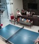 Slippery Hand Sends Table Tennis Bat Flying