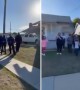 San Diego Police Officers sing \'Happy Birthday\' to 99-year-old woman