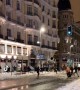Epic community snowball fight in Madrid, Spain