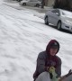 Snow Shovel Makes for a Decent Sled