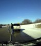 Trailer Rolls Over After Sliding on Icy Highway