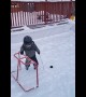 Toddler Practicing His Hockey Goals