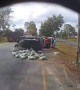 Truck Hauling Load Blows a Tire and Spins Out of Control