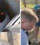 Firefighters & animal control officers rescue puppy from storm drain