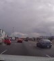 Truck Changes Lanes Into VW Beetle