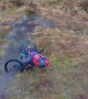 Slick Trail Leaves Cyclist Soaked