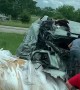 Truck Collision Scatters Debris Along Highway