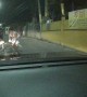 Overloaded Motorcycle Runs Out of Room While Overtaking