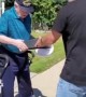Veteran gives fellow veteran an encased flag for his 99th birthday