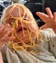 Baby Pours Plate of Pasta Straight Onto Her Face