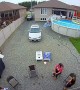 Boy Panics After Flipping off Pool Mat