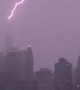 Lightning strikes the top of the One World Trade Center