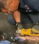 Firefighters rescue kitten stuck in pipe
