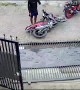 Gate Comes Crashing Down Onto Motorcycle