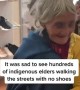Shoeless indigenous elder surprised with new sandals