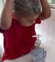Kid decides to shampoo his hair with hand soap