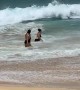 Strong Wave Slams Unprepared Swimmer Into the Sand