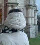 Pieces Crumble and Fall Near Woman at Tsaritsyno Museum-Reserve