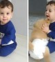 Baby adorably tries to escape sweet puppy kisses