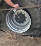 Tractor's Flat Tire Fixed With Fire