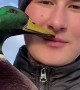 Farmer Gets Kisses From Fowl